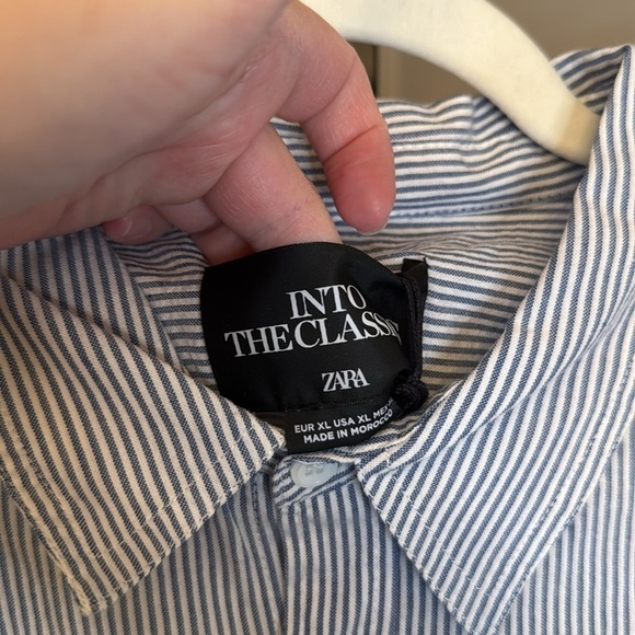 Zara into the classics blue and white striped button-down size extra large - Picture 9 of 11
